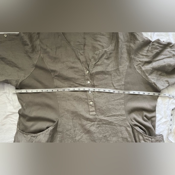 Sold Terzo Millennio Short Sleeve Linen Midi Lagenlook Midi Dress Gray - XL - Picture 11 of 12